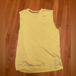 Highlighter yellow sleeveless Nike shirt